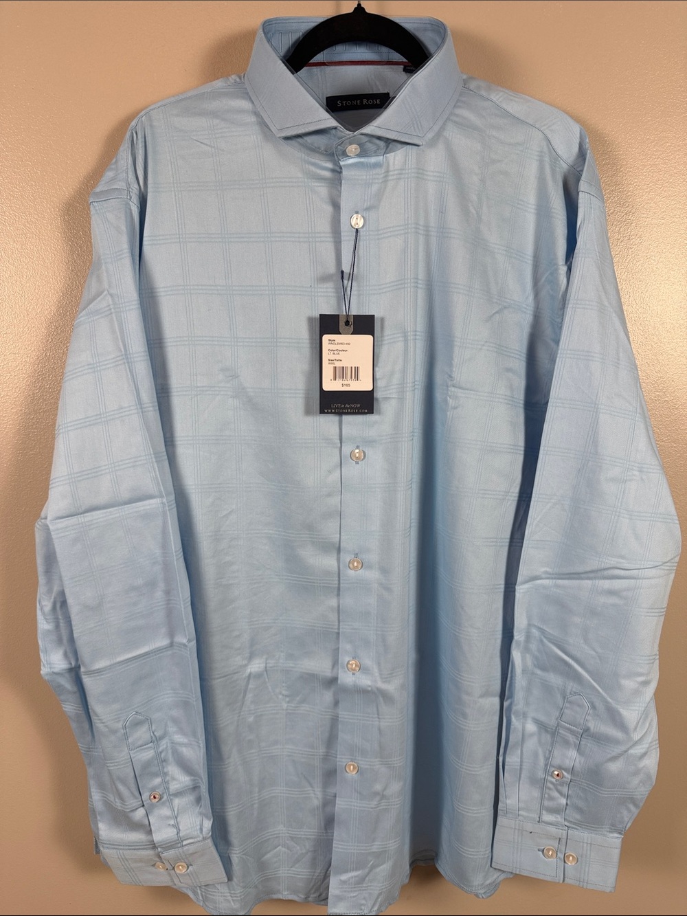 Stone Rose Pale Blue Windowpane Dress Shirt